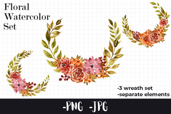 Autumn Floral Watercolor Bouquet for Crafts & Branding Projects
