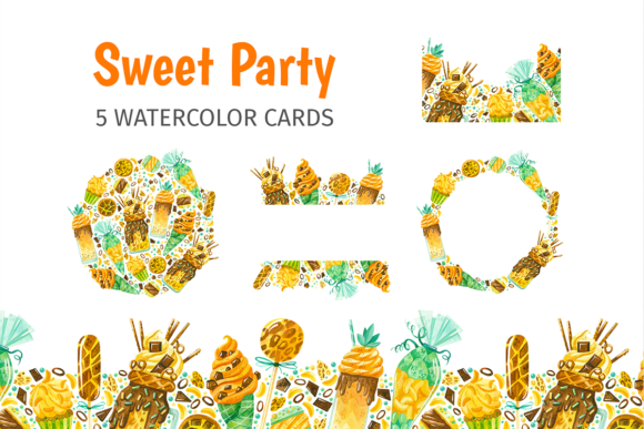 Cards Templates with Watercolor Sweets: A Delightful Graphic Design Asset for Content Creators