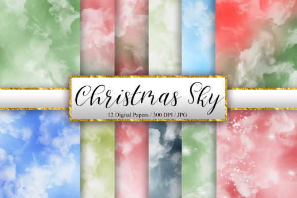 Christmas Sky Watercolor Background for Branding and Creative Projects