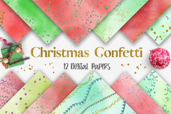 Christmas Watercolor Confetti Glitter: A Festive Background for Content Creators