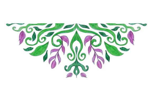 Flora Ornament Border with Watercolour for Crafts