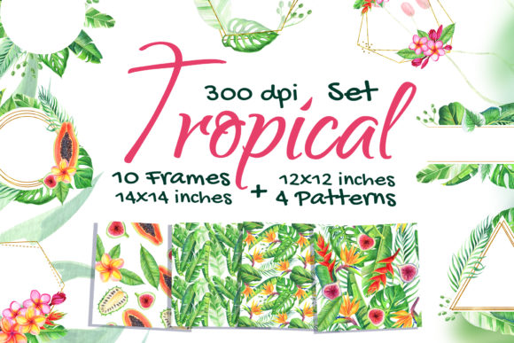Gold Tropical Watercolor Frame Pattern: A Versatile Design Asset for Creative Marketers