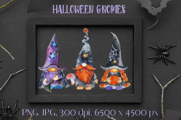 Halloween Gnomes Watercolor Clipart: A Creative Design Asset for Seasonal Crafts Content