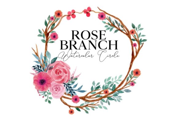Rose Branch Watercolor Circle Pattern: A Versatile Web Element for Creative Branding