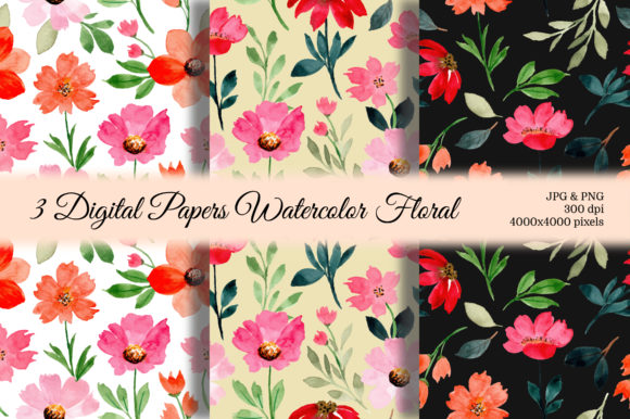 Seamless Pattern Floral Watercolor 102 for Patterns