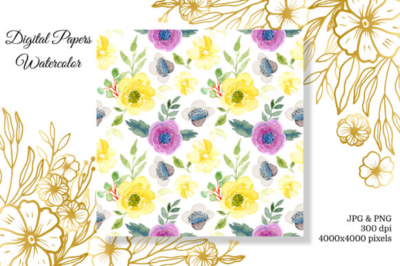 Seamless Pattern Floral Watercolor 14 for Marketing and Branding