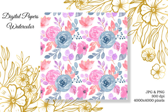 Seamless Pattern Floral Watercolor 21 for Patterns and Craft Projects