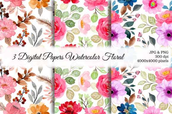 Seamless Pattern Floral Watercolor 47 for Craft Projects