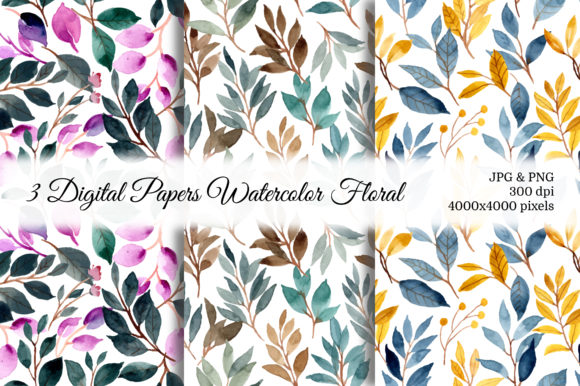 Seamless Pattern Leaves Watercolor 7 for Brand Design