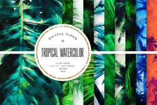 Tropical Watercolor Scrapbook Paper for Creative Backgrounds