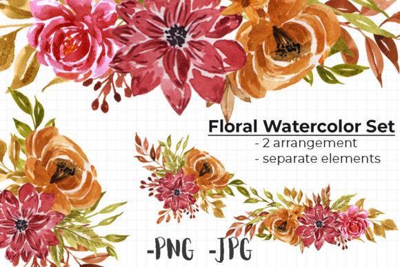 Watercolor Autumn Floral Arrangement 2 for Crafts