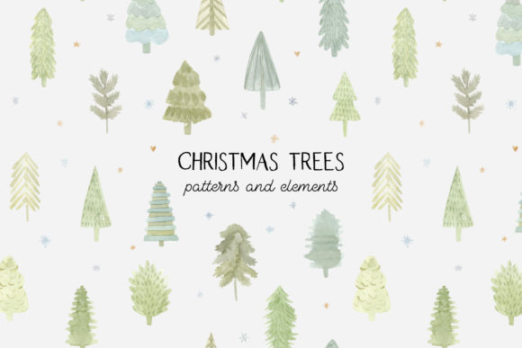 Watercolor Christmas Trees Patterns for Holiday Design Projects