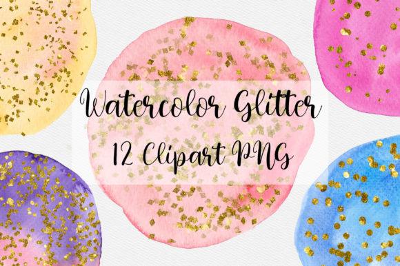 Watercolor Circle Glitter Clipart for Crafts