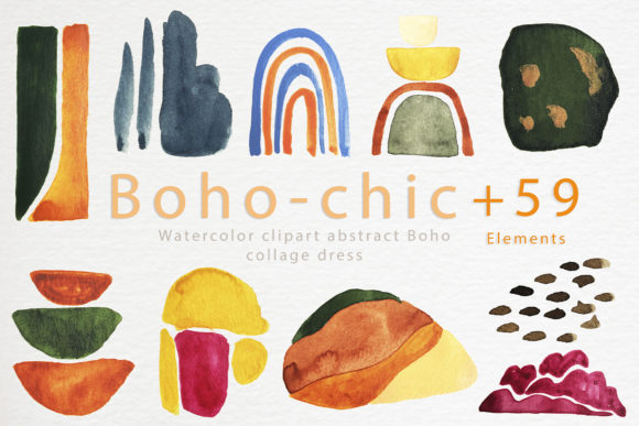 Watercolor Clipart Abstract Boho: A Versatile Design Asset for Creative Branding