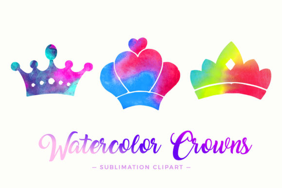 Watercolor Crowns Sublimation Clipart for Crafts