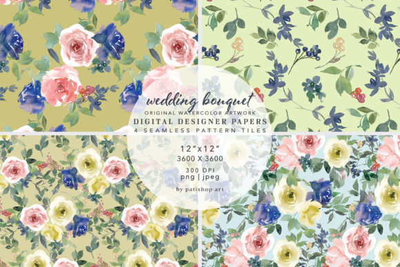Watercolor Floral Seamless Patterns for Embroidery Projects