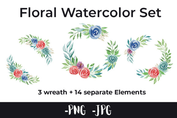 Watercolor Flower Wreath Set: A Versatile Craft Asset for Designers