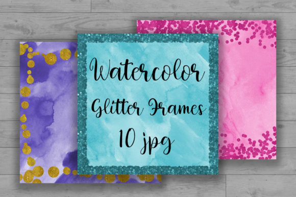 Watercolor Glitter Frames Background