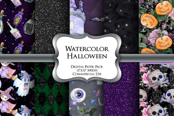 Watercolor Halloween Digital Paper Pack Review for Real Projects