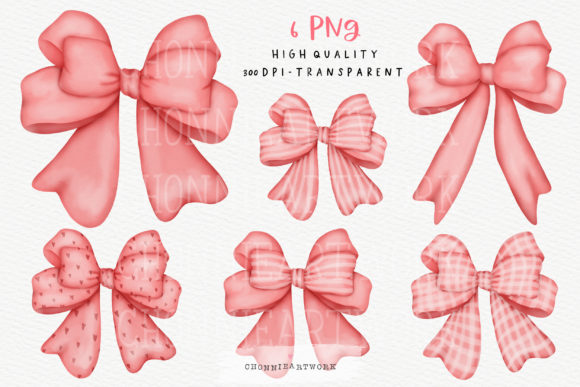 Watercolor Pink Ribbon Bow Clipart for Crafts and Design Projects
