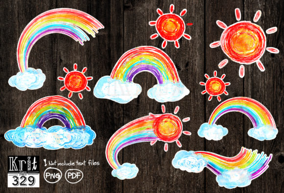 Watercolor Rainbow Clip Art for Crafts and Branding Projects
