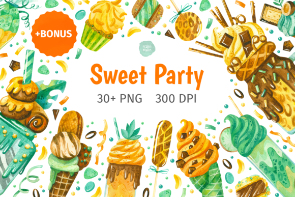 Watercolor Sweets Clipart for Crafts & Baking Branding