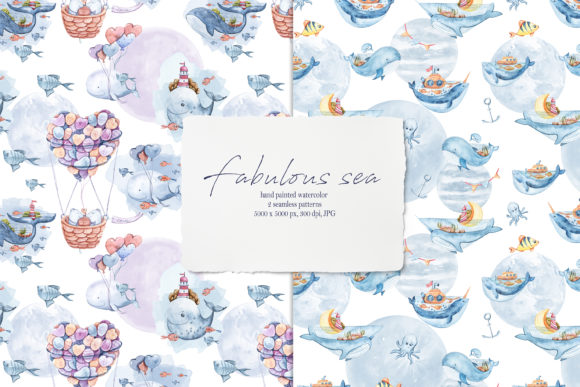Watercolor Whales Seamless Patterns: A Versatile Design Asset for Creative Branding